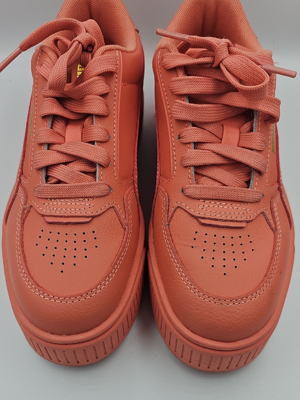Puma Coral Orange Platform Low-Top Lace-Up Sneakers